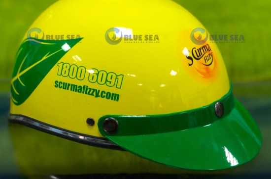 Công nghệ in logo UV mới cho mũ bảo hiểm quảng cáo