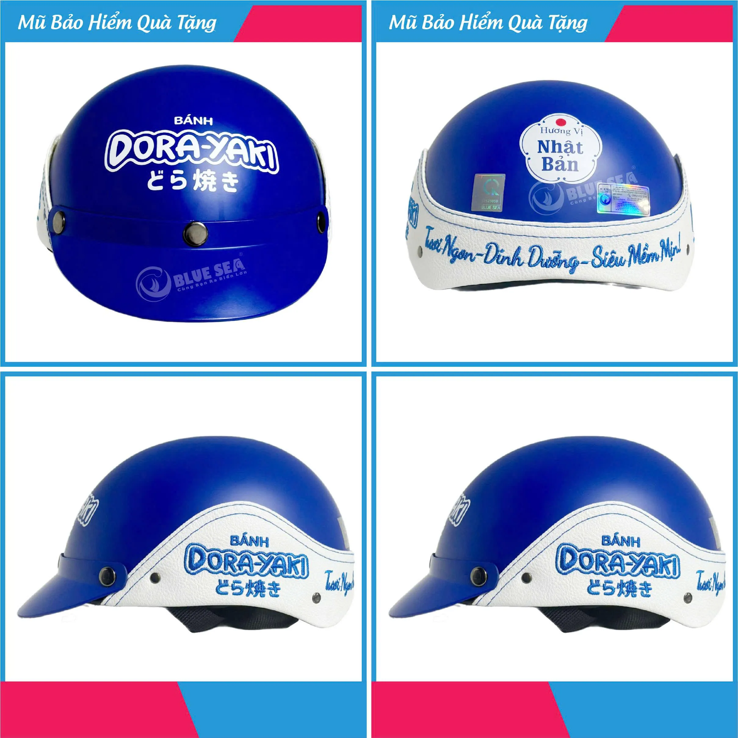 Nón Bảo Hiểm Bọc Da In Logo Dora-yaki