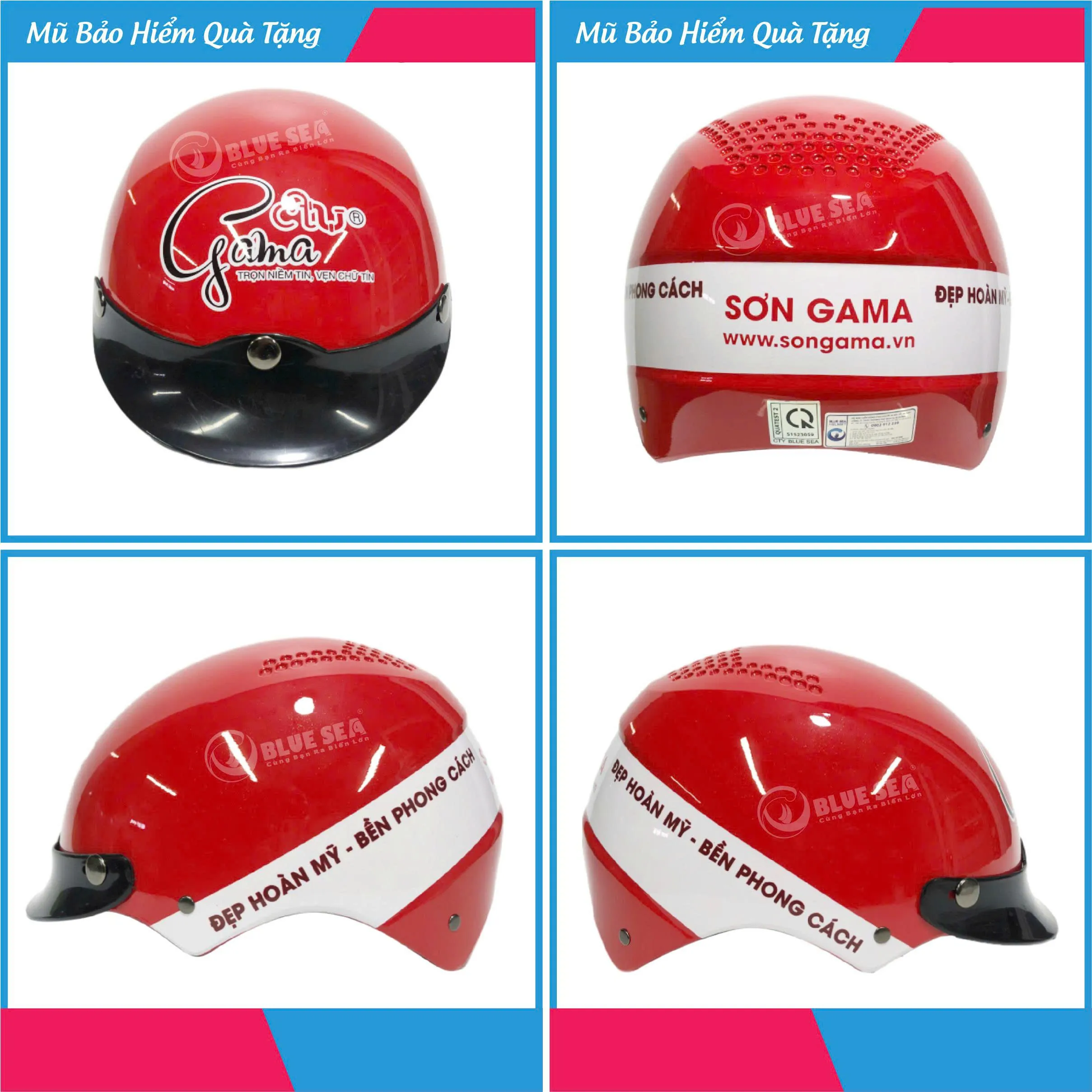 Nón Bảo Hiểm Tổ Ong In Logo Sơn GAMA
