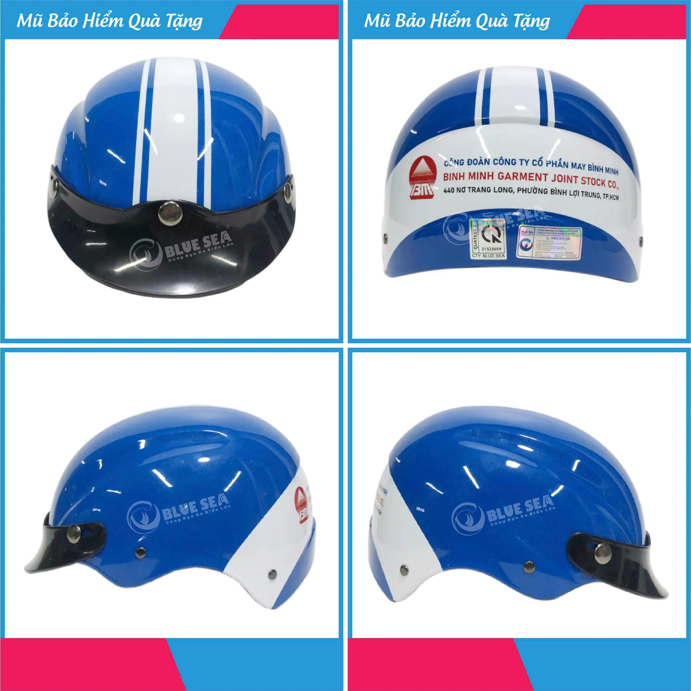 Nón Bảo Hiểm In Logo May Bình Minh (Mẫu 2)